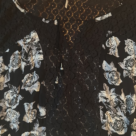 Free People Moon River Blouse in Black Combo size small - Picture 7 of 9